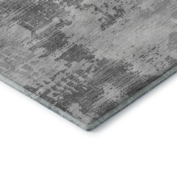 HomeRoots 9' X 12' Gray and Silver Abstract Area Rug - Stain Resistant, UV Protected, Perfect for High-Traffic Rooms! 683194