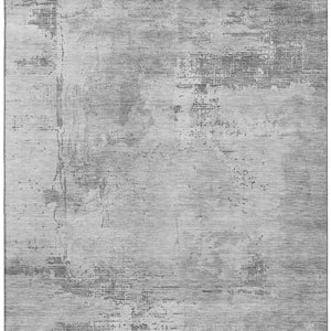 HomeRoots 9' X 12' Gray and Silver Abstract Area Rug - Stain Resistant, UV Protected, Perfect for High-Traffic Rooms! 683194