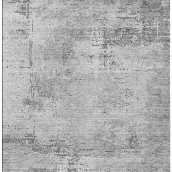 HomeRoots 9' X 12' Gray and Silver Abstract Area Rug - Stain Resistant, UV Protected, Perfect for High-Traffic Rooms! 683194