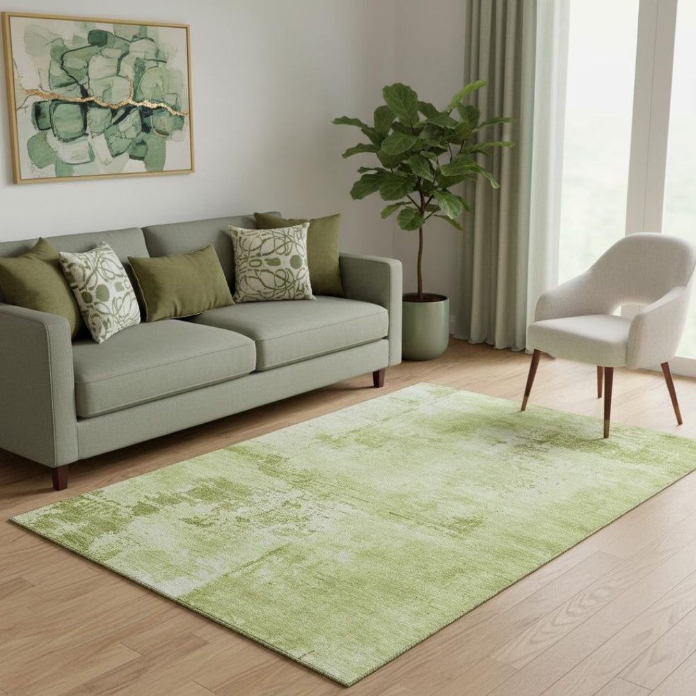 HomeRoots 5' X 8' Vibrant Lime & Olive Abstract Area Rug - Washable, UV-Protected, Durable & Stylish Design 683197