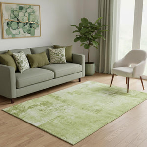 HomeRoots 5' X 8' Vibrant Lime & Olive Abstract Area Rug - Washable, UV-Protected, Durable & Stylish Design 683197