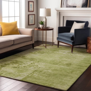 HomeRoots 5' X 8' Vibrant Lime & Olive Abstract Area Rug - Washable, UV-Protected, Durable & Stylish Design 683197