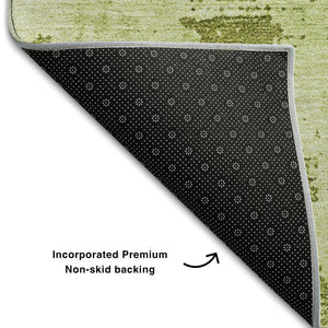 HomeRoots 5' X 8' Vibrant Lime & Olive Abstract Area Rug - Washable, UV-Protected, Durable & Stylish Design 683197