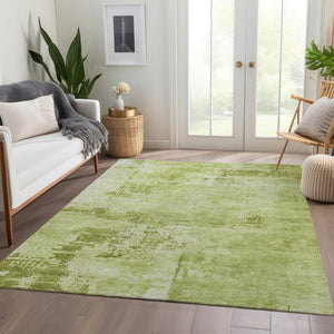 HomeRoots 5' X 8' Vibrant Lime & Olive Abstract Area Rug - Washable, UV-Protected, Durable & Stylish Design 683197