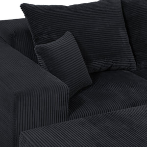 English Elm 8-Piece Modular U-Shaped Sectional Sofa with Oversized Chaise and Bed, Corduroy Luxury, No Assembly Needed Black W3163S00042