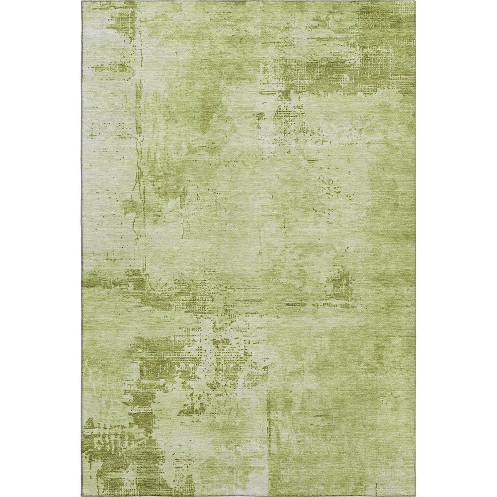 HomeRoots 9' x 12' Vibrant Lime & Olive Green Abstract Washable Area Rug with UV Protection & Pet-Friendly Design 683200