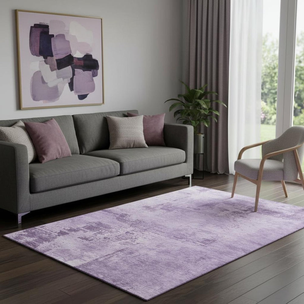 HomeRoots 5' X 8' Abstract Lavender & Lilac Washable Area Rug with UV Protection – Durable, Stain-Resistant Design! 683203