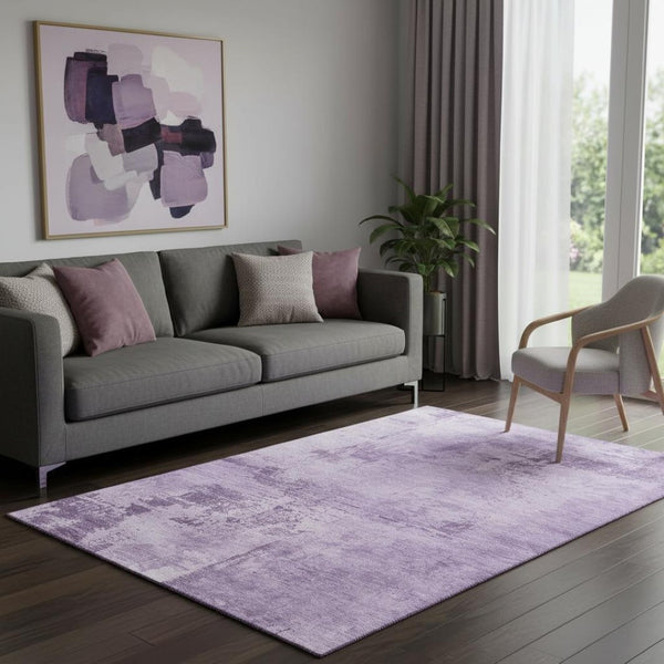 HomeRoots 5' X 8' Abstract Lavender & Lilac Washable Area Rug with UV Protection – Durable, Stain-Resistant Design! 683203