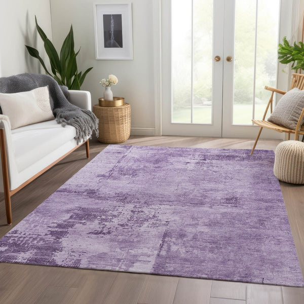 HomeRoots 5' X 8' Abstract Lavender & Lilac Washable Area Rug with UV Protection – Durable, Stain-Resistant Design! 683203