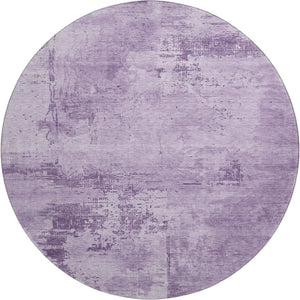 HomeRoots 8' Lavender and Lilac Abstract Round Washable Rug with UV Protection for Stylish Home Décor 683204