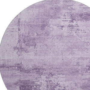 HomeRoots 8' Lavender and Lilac Abstract Round Washable Rug with UV Protection for Stylish Home Décor 683204