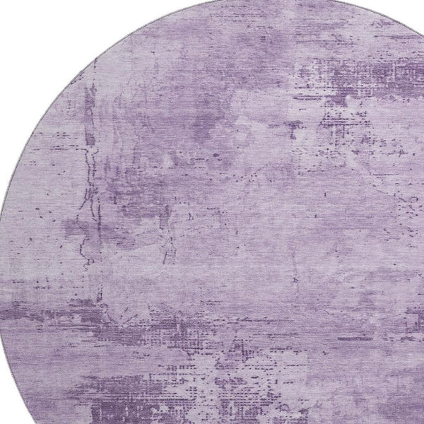 HomeRoots 8' Lavender and Lilac Abstract Round Washable Rug with UV Protection for Stylish Home Décor 683204