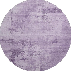 HomeRoots 8' Lavender and Lilac Abstract Round Washable Rug with UV Protection for Stylish Home Décor 683204