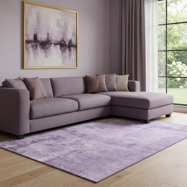 HomeRoots 8' X 10' Abstract Lavender and Lilac Washable Area Rug with UV Protection for Modern Homes 683205