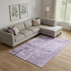 HomeRoots 9' X 12' Abstract Lavender & Lilac Area Rug - Washable, UV-Protected, Stain-Resistant for Modern Spaces 683206