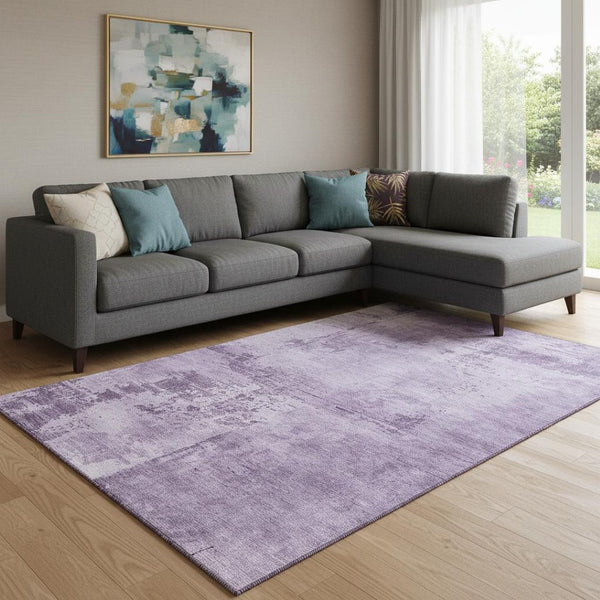 HomeRoots 10' X 14' Abstract Lavender Lilac Area Rug - Washable, UV Protected, Pet & Kid Friendly Design 683207