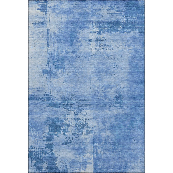 HomeRoots 9' X 12' Navy Blue & Sky Blue Abstract Area Rug - Washable, UV-Protected, Stylish & Durable Design 683212