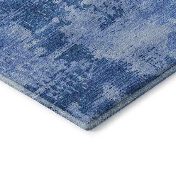 HomeRoots 9' X 12' Navy Blue & Sky Blue Abstract Area Rug - Washable, UV-Protected, Stylish & Durable Design 683212