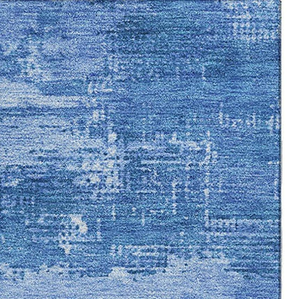 HomeRoots 9' X 12' Navy Blue & Sky Blue Abstract Area Rug - Washable, UV-Protected, Stylish & Durable Design 683212