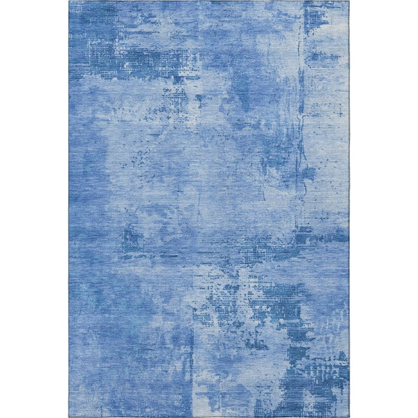 HomeRoots 9' X 12' Navy Blue & Sky Blue Abstract Area Rug - Washable, UV-Protected, Stylish & Durable Design 683212
