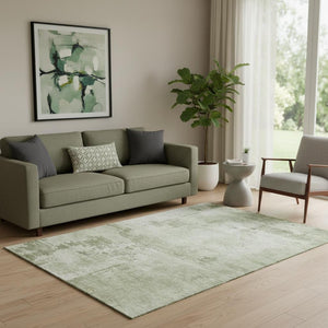 HomeRoots 5' X 8' Olive Green Abstract Area Rug – Washable, UV Protected, Durable, Modern Design for Any Room 683215