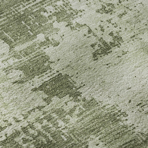 HomeRoots 8' Modern Abstract Washable Round Rug in Olive & Fern Green with UV Protection for High-Traffic Areas 683216