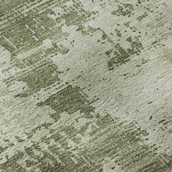 HomeRoots 8' Modern Abstract Washable Round Rug in Olive & Fern Green with UV Protection for High-Traffic Areas 683216