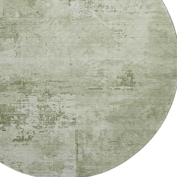 HomeRoots 8' Modern Abstract Washable Round Rug in Olive & Fern Green with UV Protection for High-Traffic Areas 683216