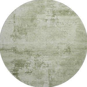 HomeRoots 8' Modern Abstract Washable Round Rug in Olive & Fern Green with UV Protection for High-Traffic Areas 683216