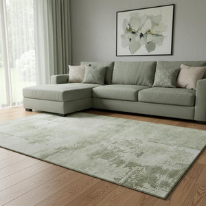 HomeRoots 8' X 10' Olive Green & Fern Green Abstract Area Rug - Washable, UV Protected, Pet Friendly Decor 683217