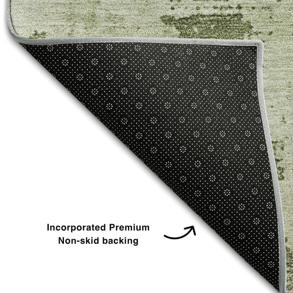 HomeRoots 10' X 14' Stylish Olive & Fern Green Abstract Washable Area Rug with UV Protection for Easy Care 683219
