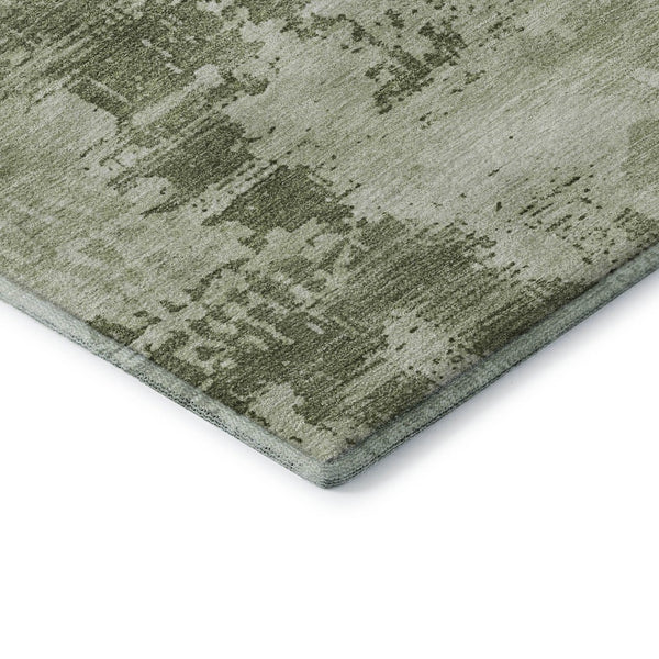 HomeRoots 10' X 14' Stylish Olive & Fern Green Abstract Washable Area Rug with UV Protection for Easy Care 683219