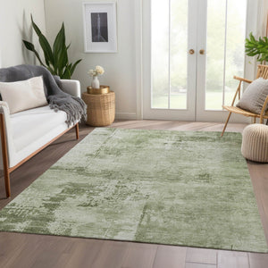 HomeRoots 10' X 14' Stylish Olive & Fern Green Abstract Washable Area Rug with UV Protection for Easy Care 683219