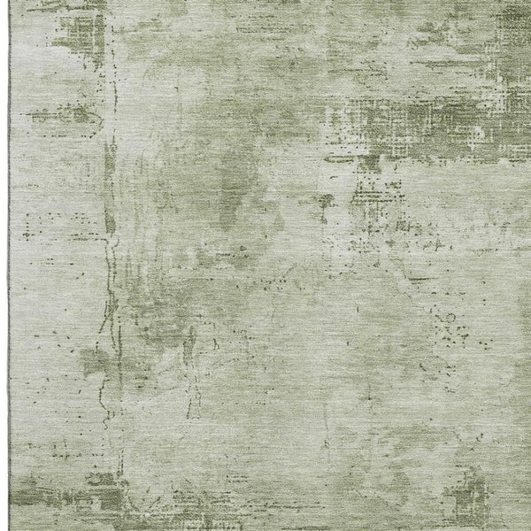 HomeRoots 10' X 14' Stylish Olive & Fern Green Abstract Washable Area Rug with UV Protection for Easy Care 683219