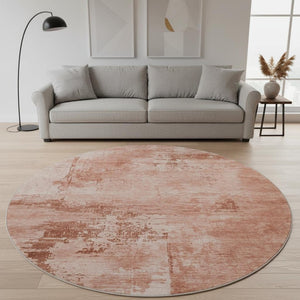 HomeRoots 8' Washable Round Rug in Rust and Coral - Durable, Stain-Resistant, UV Protected for High-Traffic Areas 683222