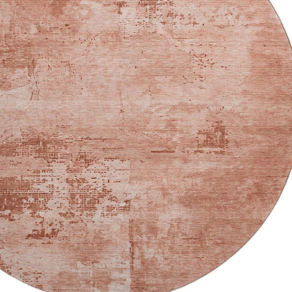 HomeRoots 8' Washable Round Rug in Rust and Coral - Durable, Stain-Resistant, UV Protected for High-Traffic Areas 683222