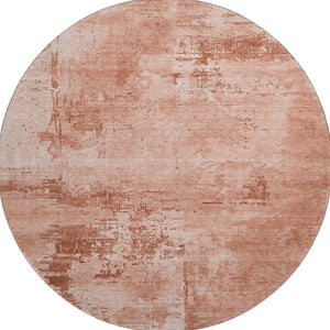 HomeRoots 8' Washable Round Rug in Rust and Coral - Durable, Stain-Resistant, UV Protected for High-Traffic Areas 683222