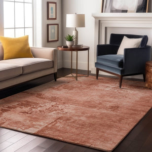 HomeRoots 8' X 10' Vibrant Rust and Coral Abstract Washable Area Rug with UV Protection for Modern Spaces 683223
