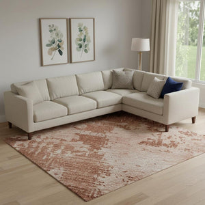 HomeRoots 10' X 14' Modern Rust and Coral Abstract Area Rug - Washable, UV Protected, Stain Resistant Design 683225