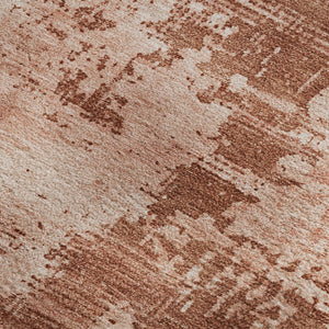 HomeRoots 10' X 14' Modern Rust and Coral Abstract Area Rug - Washable, UV Protected, Stain Resistant Design 683225