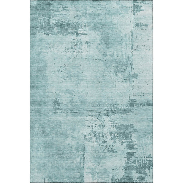 HomeRoots 5' X 8' Aqua and Sky Blue Abstract Washable Area Rug - Durable, UV Protected, Family-Friendly Design! 683227