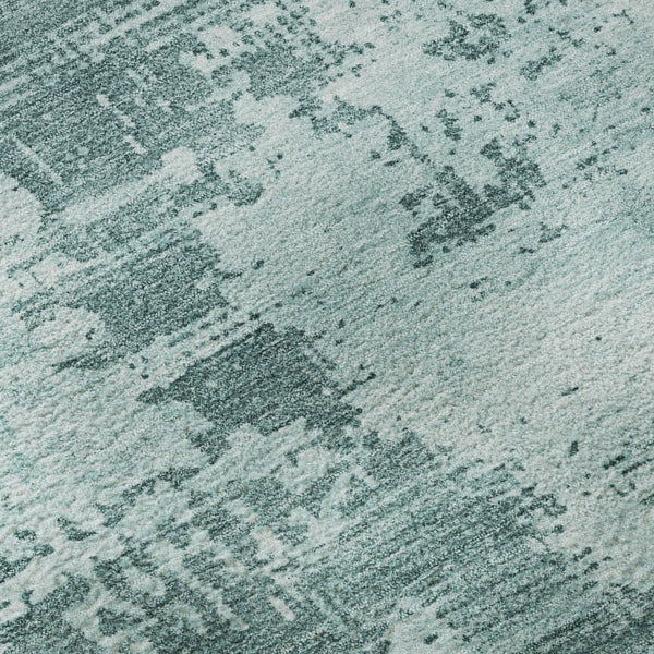HomeRoots 8' Coastal-Inspired Aqua & Sky Blue Abstract Round Rug - Durable, Washable, UV-Protected Beauty 683228