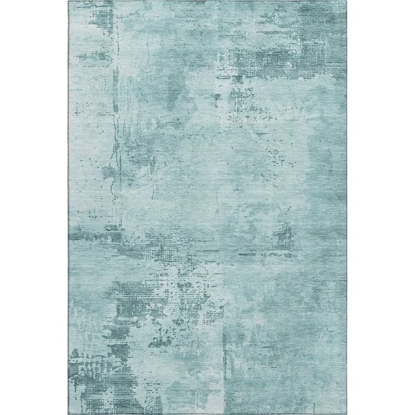 HomeRoots 9' X 12' Aqua & Sky Blue Abstract Area Rug - Washable, UV Protected, Stain Resistant for Busy Homes 683230