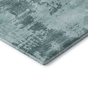 HomeRoots 9' X 12' Aqua & Sky Blue Abstract Area Rug - Washable, UV Protected, Stain Resistant for Busy Homes 683230