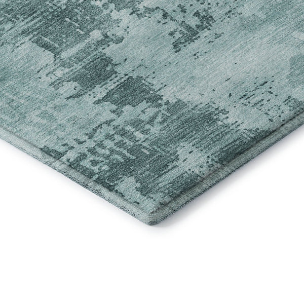 HomeRoots 9' X 12' Aqua & Sky Blue Abstract Area Rug - Washable, UV Protected, Stain Resistant for Busy Homes 683230