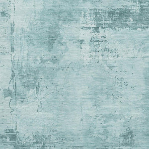 HomeRoots 9' X 12' Aqua & Sky Blue Abstract Area Rug - Washable, UV Protected, Stain Resistant for Busy Homes 683230