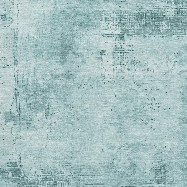 HomeRoots 9' X 12' Aqua & Sky Blue Abstract Area Rug - Washable, UV Protected, Stain Resistant for Busy Homes 683230