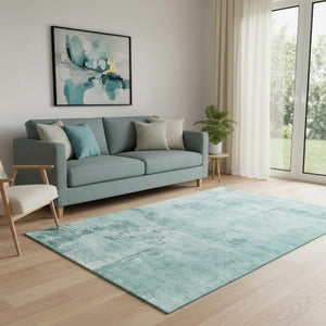 HomeRoots 5' X 8' Teal And Aqua Abstract Area Rug - Stylish, Washable, UV-Protected, Perfect for High-Traffic Spaces 683233