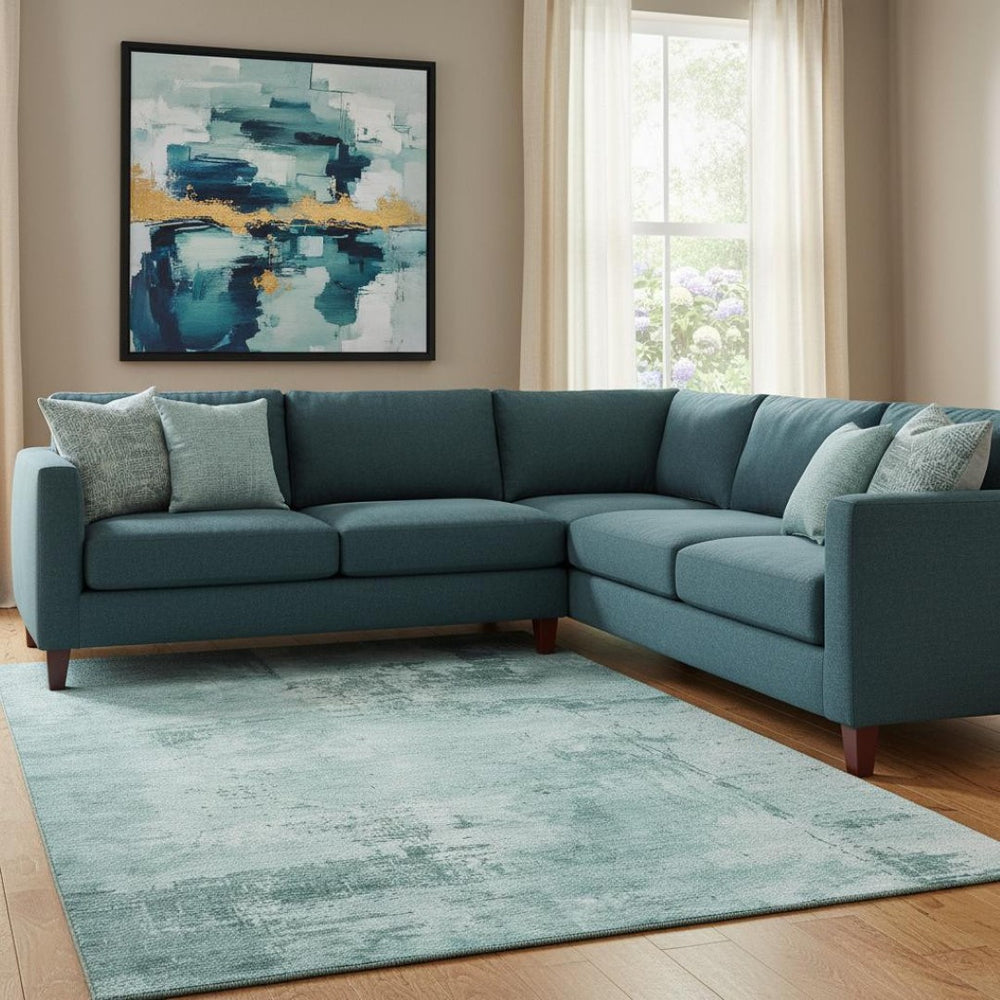 HomeRoots 8' x 10' Teal and Aqua Abstract Area Rug – Stain-Resistant, UV Protected for Modern Living Spaces 683235