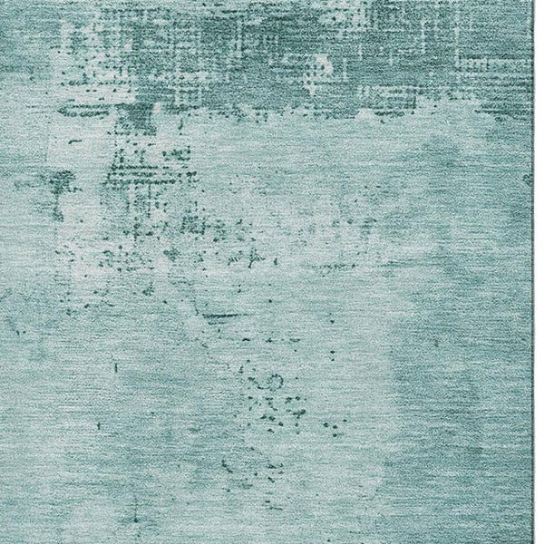 HomeRoots 8' x 10' Teal and Aqua Abstract Area Rug – Stain-Resistant, UV Protected for Modern Living Spaces 683235